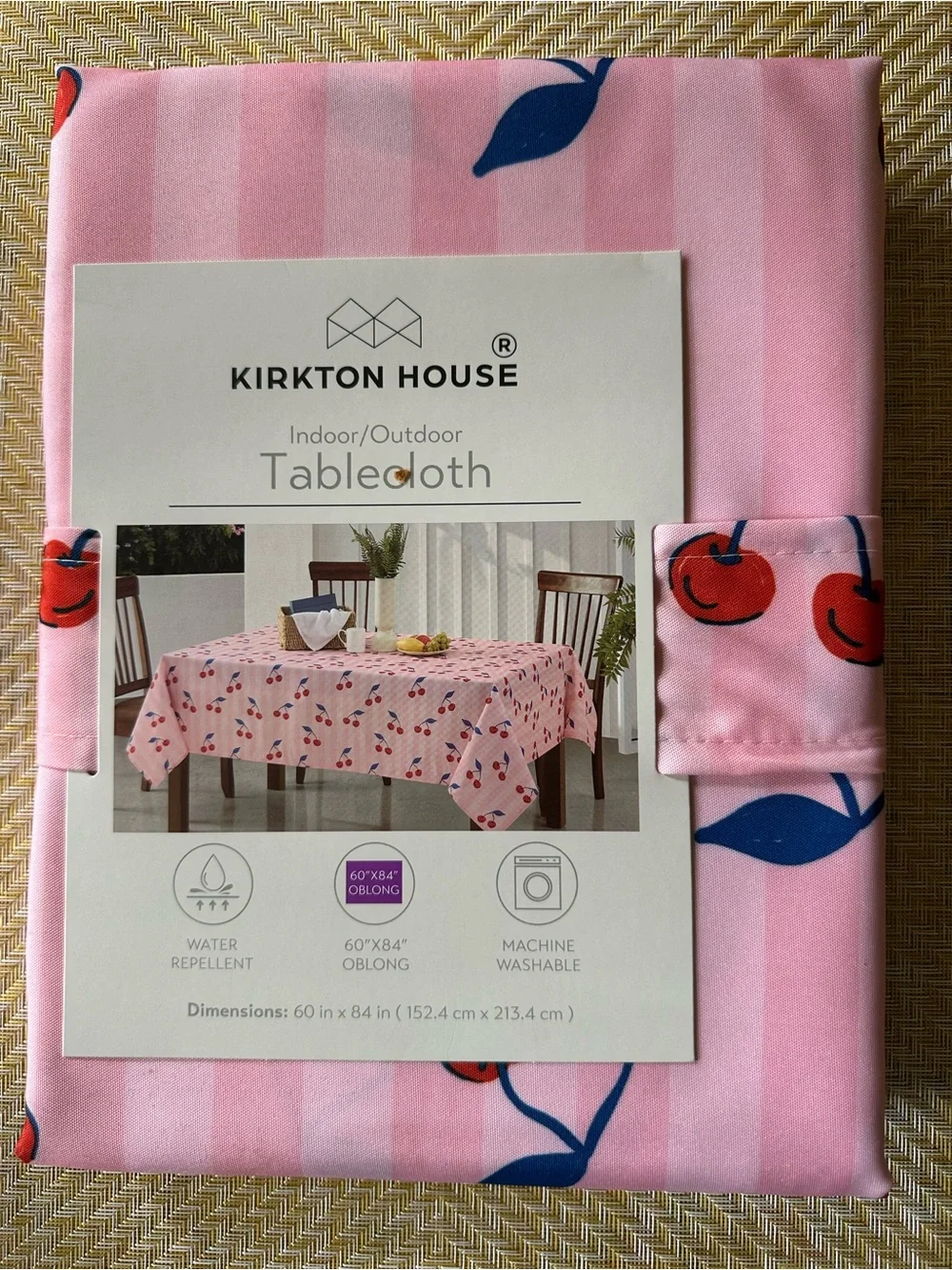 Pink Cherry Print Tablecloth - Charming Home Dining Linen